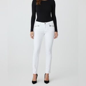 Victoria's Secret Moto Zip Stretchy Textured White Ankle Jeans 8/29